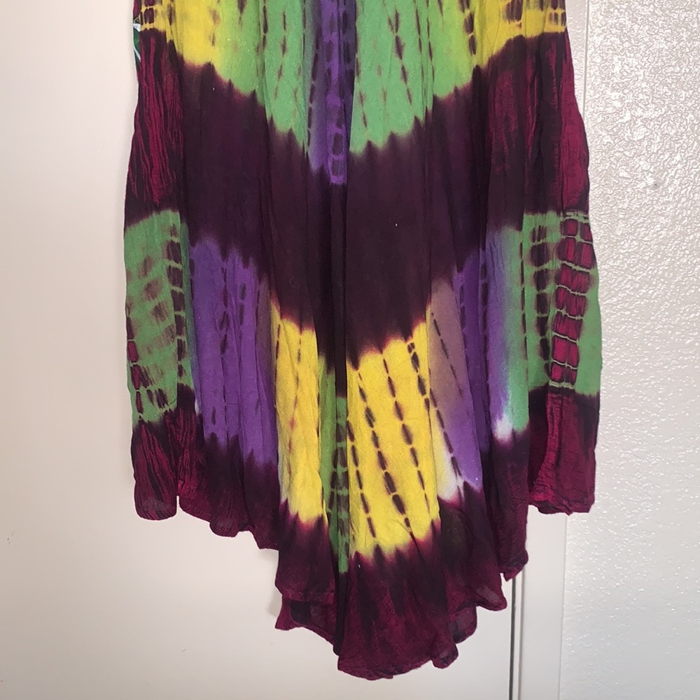New Indian Bohemian Tie-Dye Sleeveless Caftan Umbrella Sun Dress - Picture 8 of 11